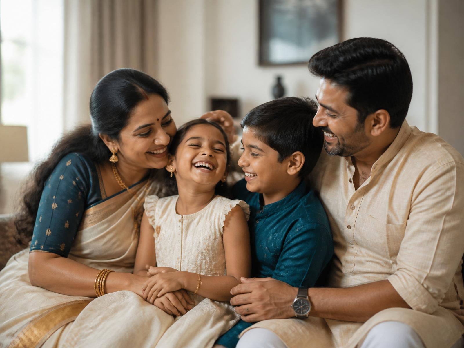 आनंदी मराठी कुटुंब — आई, बाबा आणि मुलं